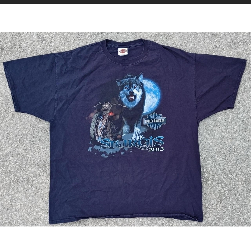Harley Davidson Sturgis 2013 Wolf Graphic T-Shirt 2XL Vintage Wall South Dakota